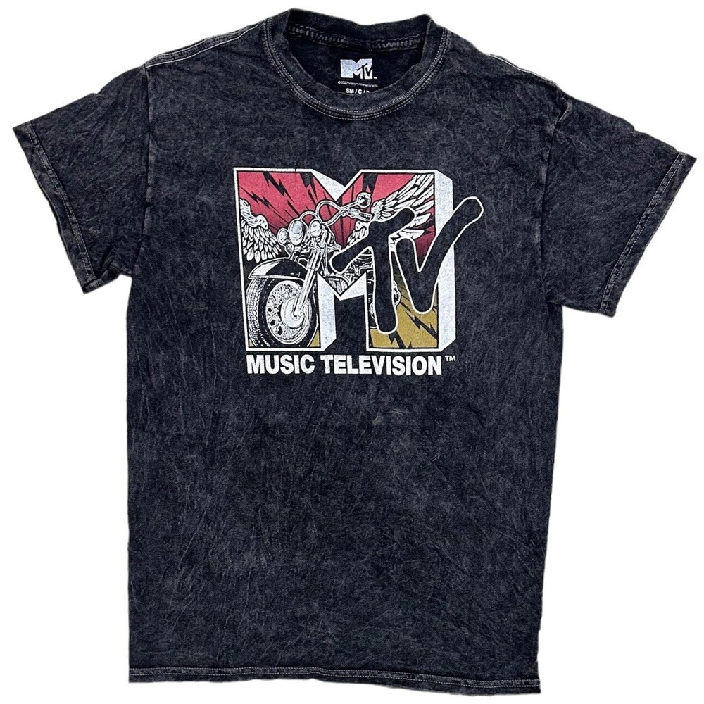 MTV Music Television Men's Ride Mineral Distressed Vintage Acid Wash Tee T-Shirt